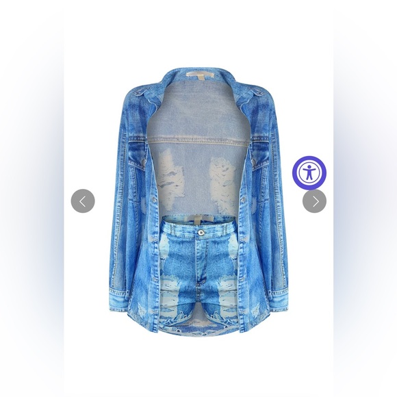 All In Denim Printed Short Set - Picture 6 of 8